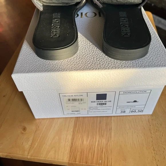 Dior Navy and White Slide Sandals - Picture 4 of 5